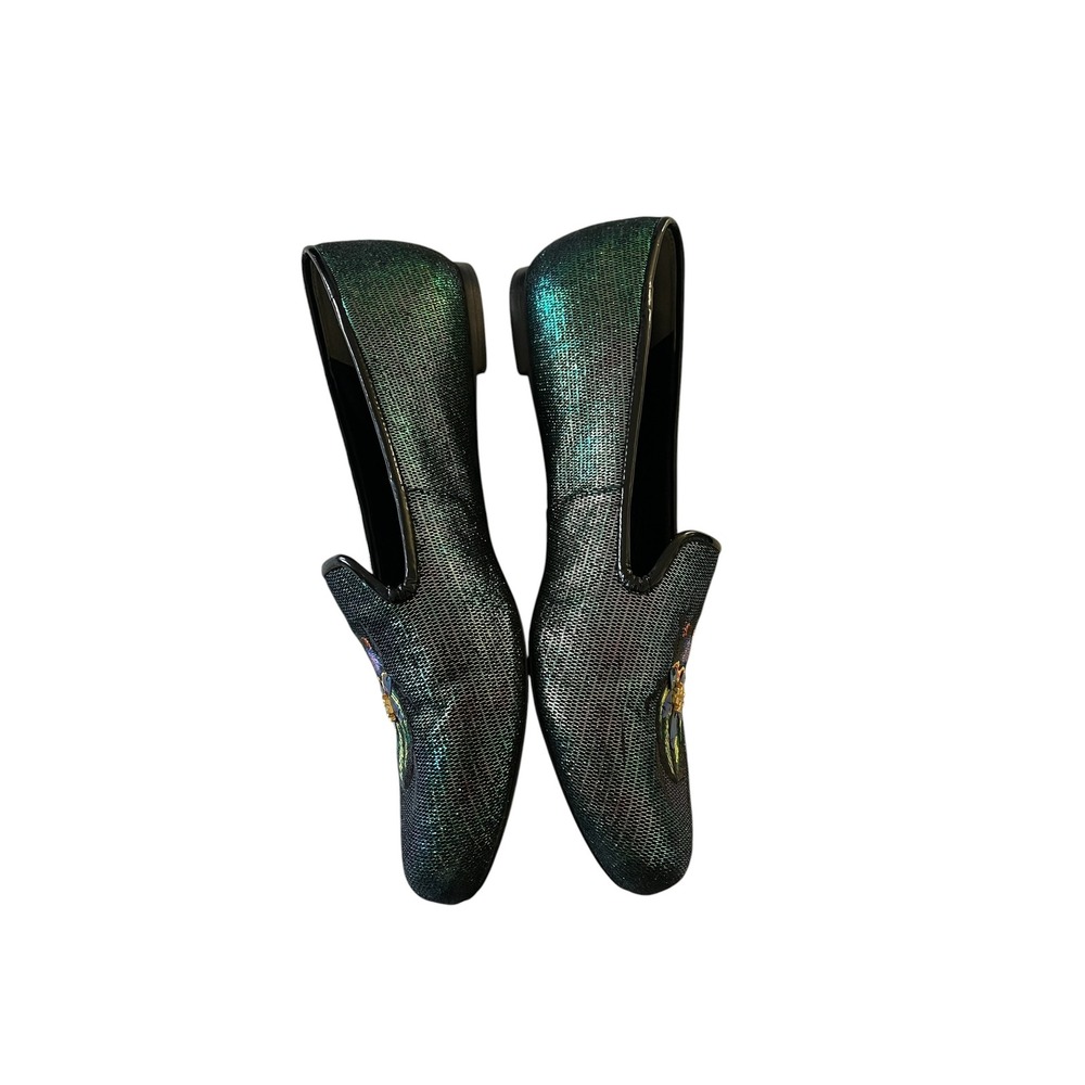 TORY BURCH Cailyn Holographic Scarab Beetle Iridescent Embroidered Loafer Flats - Picture 6 of 12